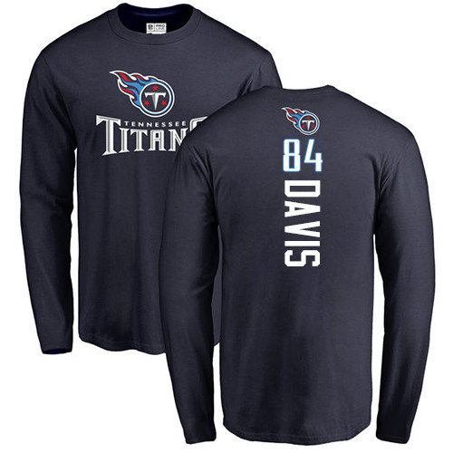 Tennessee Titans Men Navy Blue Corey Davis Backer NFL Football #84 Long Sleeve T Shirt->nfl t-shirts->Sports Accessory